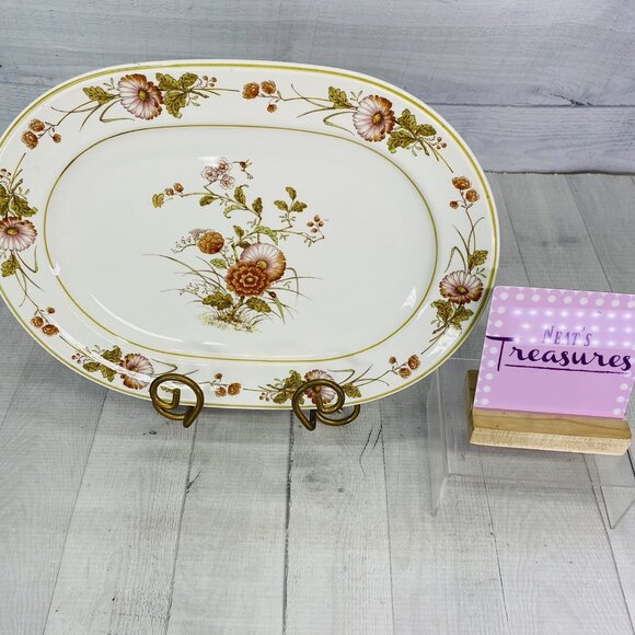80's Noritake Versatone HOFGARTEN Rust Flowers Hummingbird Oval Serving Platter - Picture 1 of 13
